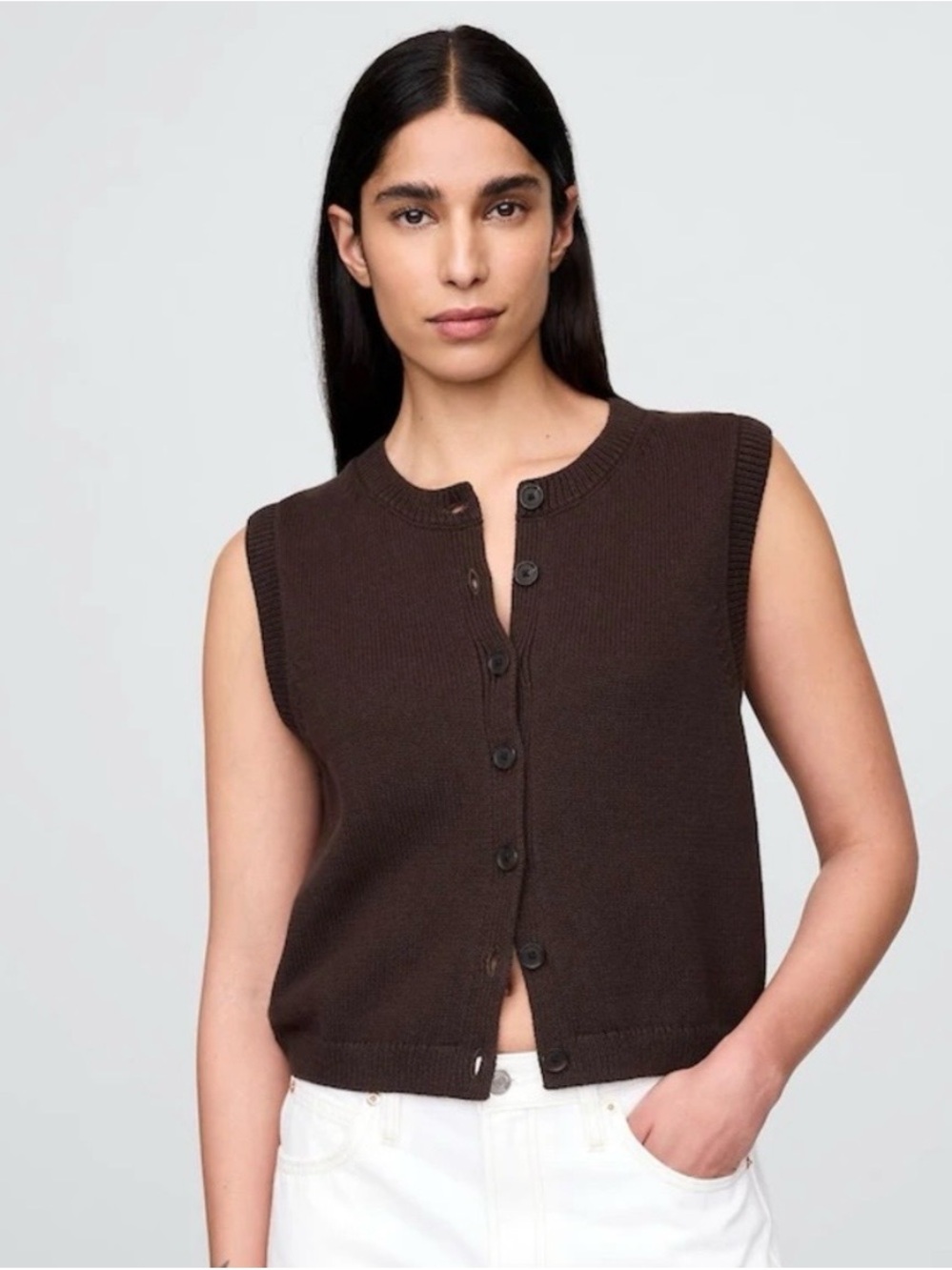 Gap Cropped Cardigan Sweater Vest   Size Medium